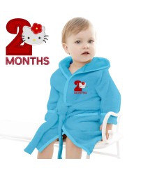 Baby and Toddler Custom Number Design Embroidered Hooded Bathrobe in Contrast Color 100% Cotton